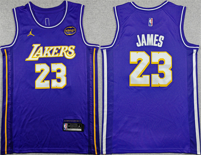 Men's Purple Los Angeles Lakers #23 LeBron James 2025 Stitched Basketball Jersey